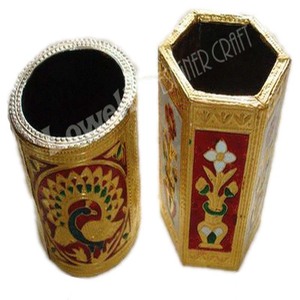 High Quality Handmade Traditional Style <b>Pen</b> Holder Good Selling Decorative Gift From Indian Supplier Plated Silk Screen Printing - Product Image 1