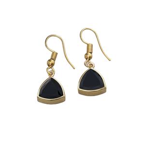 Pendientes Largos de Ónix Negro al por Mayor, Corte Trillón, 20MM |   Proveedor de Joyería Personalizada de Plata 925 para Mujer - Product Image 1