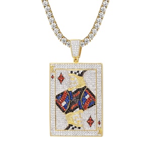 Pendentif Moissanite Rummy King en Argent 925, Lettre Personnalisée, Style Hiphop, Bijou Moissanite pour Homme, Sertissage Complet, Idéal au Quotidien - Product Image 1