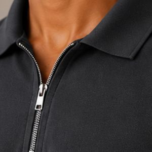 Polo de Hombre Gris Oscuro con Cierre, Diseño de Logotipo Personalizado, Manga Corta, Mezcla de Algodón Premium, Polo de Golf Casual de Lujo, OEM, Moda - Product Image 5