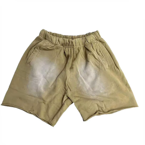 Adult Men's Summer Athletic Acid Wash Shorts Breathable Drawstring Waste Men's Acid Wash Short With Custom Logo and Design - Product Image 1