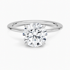 Anillo BOJ 05 Corte Redondo Plata 925 con Halo Secreto Pequeño, Diamante y Baño de Rodio, Anillo de Boda 2ct Color D VVS1 Moissanita Certificada GRA - Product Image 1