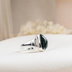 Anillo llamativo de ágata musgosa natural, plata de ley 925, anillo de cóctel vintage, joyería hecha a mano, regalo para mujer - Product Image 5