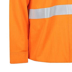 เสื้อเชิ้ตทำงานผู้ชาย แขนยาว คอปก ติดกระดุม สีส้มสะท้อนแสง ทนไฟ 100% ผ้าฝ้าย FR สำหรับงานอุตสาหกรรม ปลอดภัย - Product Image 5