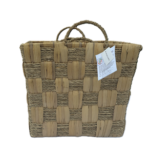 Paniers de rangement en jacinthe d'eau et en jonc de mer avec sangles - Product Image 1