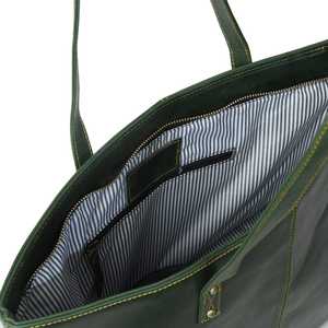 Sac fourre-tout en cuir véritable vert avec fermeture éclair, style minimaliste, pour usage quotidien, sac à main pour femme - Product Image 3