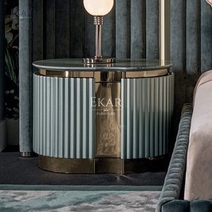 <strong>Green</strong> Marble <strong>Bedside</strong> <strong>Table</strong> - Elegant Bedroom Furniture Set, Modern Home Furniture - Product Image 3