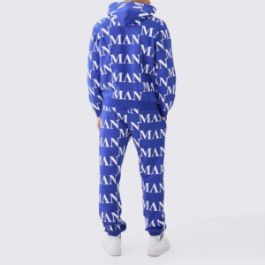 Men's Blue Solid Breathable Streetwear Jogger Pants Casual Fleece <b>Knitted</b> 100% Cotton 400g Winter Wear - Product Image 3