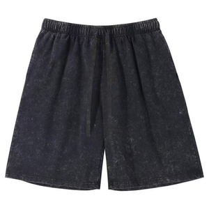 Pantalones Cortos Cargo para Hombre, Negros, de Satén Lavado, Cintura Elástica, Corte Medio, Transpirables, Ecológicos e Impermeables - Product Image 1