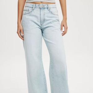 Jean large décontracté en coton bleu pour femme 2026 – Respirant, durable, délavage vintage, prix raisonnable, grandes tailles - Product Image 1