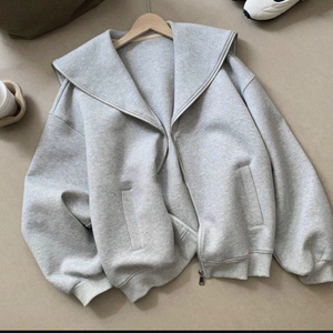 <b>Women's</b> Oversized Color Blocked Hooded Fleece <b>Zip</b>-<b>Up</b> Sweatshirt Windproof Drop-Shoulder Long Sleeve Winter <b>Jacket</b> - Product Image 2