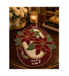 Set de table brodé perlé personnalisé, motif floral, artisanat, tapis et sous-plats perlés, meilleur prix - Product Image 1