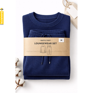 Ensemble 2 pièces Samavia personnalisé pour homme : vêtements d'extérieur décontractés et chauds pour l'hiver, respirant, tricoté, comprenant un pull et un pantalon, couleur unie - Product Image 5