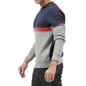 <b>Men's</b> Color Blocking Crew Neck <b>Pullover</b> Sweatshirt Regular Fit Polyester Cotton French Terry Casual Autumn Wear - Product Image 3