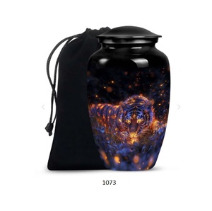 Urnas Decorativas Conmemorativas de Metal Negro con Diseño de Tigre de Montaña para Cenizas Humanas, Urna Grande para Cenizas de Adultos, Hombres y Mujeres - Product Image 4