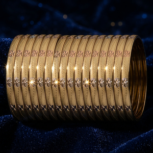 Bracelet jonc ORO-Z de luxe plaqué or tricolore, texturé, à découpe géométrique, bijoux - Product Image 4