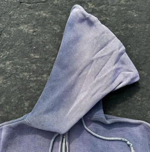 Sweat à capuche premium délavé style vintage, en molleton polyester/coton épais, coupe classique, streetwear vierge, teint en pièce personnalisé - Product Image 2