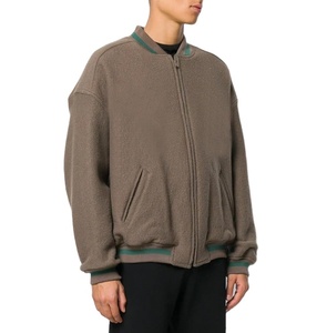 Blouson aviateur en laine extensible de haute qualité pour hommes, veste d'hiver respirante et décontractée de style Hip Hop de taille supérieure, décoration en fourrure-Vente en gros - Product Image 2