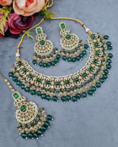 Choker Necklace <b>Set</b> With Matching Earrings And Mangtika For Women Traditional Ethnic Reception Wear <b>Jewellery</b> <b>Sets</b> Manufacturers - Product Image 4