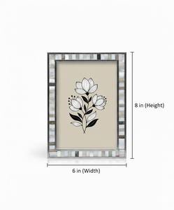กรอบรูปฝังมุกทำมือพร้อมขอบเหล็ก กรอบรูปเปลือกหอยลายตารางแบบโมเสก - Product Image 3