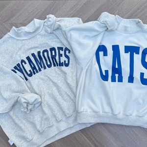Uri Cheerleading Custom Ladies <b>Mock</b> <b>Neck</b> Sweatshirt Leopard Print Polka Dot Tackle Twill Chenille Patch - Product Image 3
