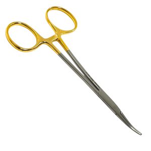 Set 2 Premium Gold Handle Mosquito Forceps 5"-Straight Curved German Stainless Steel Locking Hemostat <b>Clamps</b> CE Certified - Product Image 3