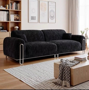 Sofá Moderno de Dos Plazas en Tela Verde con Patas Metálicas, Respaldo Acolchado y Brazos Acolchados, Muebles para Sala de Estar - Product Image 2
