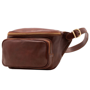 Premium Quality Custom Leather Waist <b>Bag</b> Unisex Adjustable Zipper Closure Anti-Theft Brown Daily Use Fanny Packs - Product Image 3