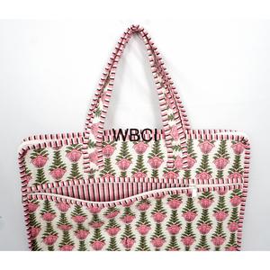 WBCI กระเป๋าใส่แล็ปท็อปดีไซน์ใหม่สวยงาม ลายดอกไม้สีชมพู ผ้าทอ ลำลอง ความจุขนาดใหญ่ มีหูหิ้ว ปิดด้วยซิป - Product Image 2