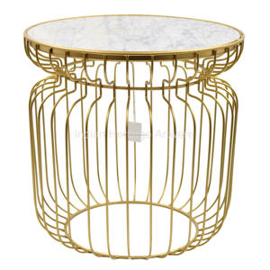 Mesa de Centro Moderna de Alta Calidad con Cubierta de Aluminio y Diseño de Alambre Metálico para Sala de Estar, Oficina o Comedor IHA IHAT111 - Product Image 1