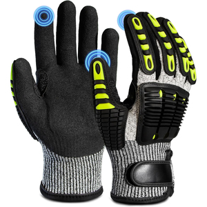 Gants de travail anti-choc avec paume enduite de nitrile et protège-phalanges en TPR, absorbant les chocs, pour la réparation automobile et la construction - Product Image 1