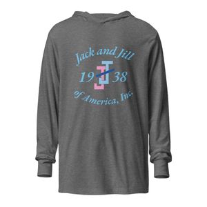 T-shirt unisexe à capuche en coton doux bleu marine chiné à manches longues avec lettres graphiques – Vêtement décontracté léger et tendance - Product Image 1