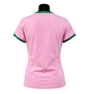 เสื้อยืดสีชมพูเขียว แขนสั้น แต่งขอบตัดสี สำหรับผู้หญิง สไตล์ลำลอง แฟชั่นสตรีทแวร์ เสื้อผ้าผู้หญิงทันสมัย ขายส่ง - Product Image 4