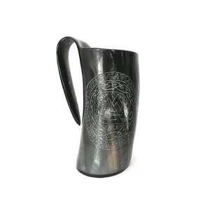 Corne à boire artisanale vintage en corne de buffle, style Viking, finition naturelle, mug à bière, vente en gros - Product Image 3
