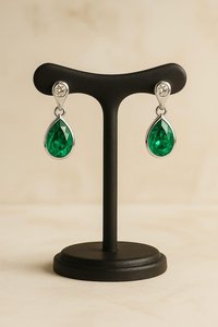 Pendientes Colgantes de Plata de Ley 925 con Baño de Oro de 14K y Esmeralda en Forma de Pera, Esmeralda Real, Joyería de Piedra de Nacimiento de Mayo, Regalo para Aniversario o Fiesta - Product Image 2