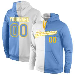 Custom Stitched White Light Blue Red Split Sports <b>Pullover</b> Hoodie Personalized Team Name Number Fashion Sweatshirt for <b>Men</b> Women - Product Image 4