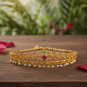 Matte Gold Alloy with Gold Plating Oxidized Polish Casual Fashion Body Chain Nova Mart India Vaddanam - Product Image 3