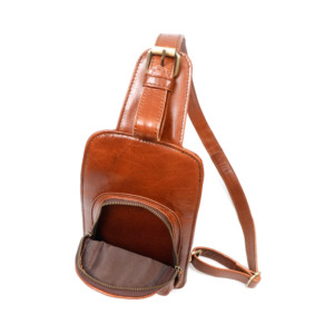<b>Brown</b> Genuine Leather Sling Bag – Handmade Crossbody <b>Backpack</b> for Casual Daily Use - Product Image 1