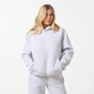 Sudadera con capucha informal de invierno para mujer, estilo chándal oversize, 100% algodón, ecológica, transpirable, de largo completo, holgada, con lavado ácido. - Product Image 1