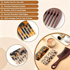 Professional Stainless Steel <b>Wide</b> Tooth <b>Comb</b> 3 Pack 2 Travel <b>Combs</b> 1 Large Home <b>Comb</b> With Handle Detangling <b>Comb</b> For Curly - Product Image 4