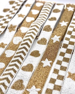 Handmade Checkerboard Canvas <b>Bag</b> <b>Strap</b> With Gold Hooks Rectangular Shape Textile Material - Product Image 1