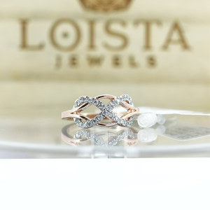 แหวนเพชรทองคำแท้ดีไซน์อินฟินิตี้สำหรับผู้หญิง |   สัญลักษณ์แห่งความรักอันสง่างาม |   ของขวัญหมั้นสุดหรูพร้อมงานตกแต่งระดับพรีเมียม 18kt 14kt 9kt - Product Image 2