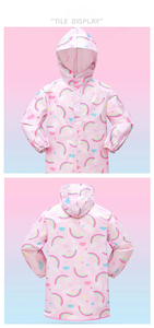 Kids Rainwear Reflective Stripe Children Waterproof Poncho With Face Cover Cartoon Raincape <b>Raincoat</b> School Travel Kids Rainwear - Product Image 5
