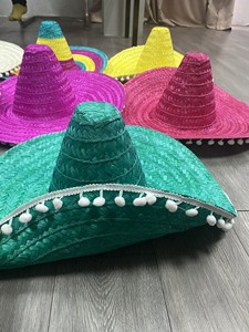 Sombrero Mexicano de Paja Natural Tejido a Mano, Ajustable y Colorido, con Rayas, Unisex, para Deportes, Ciclismo, Fiestas y Festivales - Product Image 1