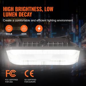 ไฟ LED สำหรับหลังคา 80W 8800LM 5000K แสงเดย์ไลท์ ชุด 4 ชิ้น สำหรับใช้งานเชิงพาณิชย์และอุตสาหกรรมภายนอกอาคาร ขนาด 10.08"x10.08" ติดตั้งบนพื้นผิว ได้รับมาตรฐาน ETL - Product Image 3