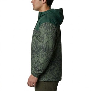 เสื้อแจ็คเก็ตกันลมแบบมีฮู้ดสีเขียวสำหรับผู้ชาย พิมพ์ลายตามสั่ง กันน้ำ ซิปเต็มตัว น้ำหนักเบา ดีไซน์ลายใบไม้ - Product Image 3