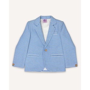 เสื้อเบลเซอร์ผ้าฝ้ายสำหรับเด็กผู้ชาย สีฟ้า-ขาว - Product Image 2