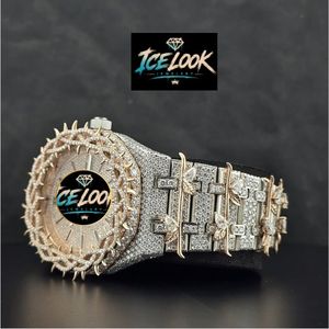 Reloj Mecánico Ice Look con Esfera de Cristal, Brazalete Dorado, Estilo Unisex, Reloj de Lujo para Regalo y Exhibición - Product Image 4