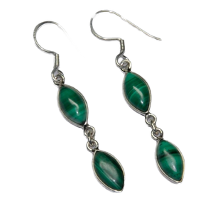 อัญมณีมาลาไคท์รูปมาร์คีส925เงินสเตอลิงต่างหูลวดหูทำด้วยมือเครื่องประดับแฟชั่นต่างหูห้อยสำหรับผู้หญิง - Product Image 1