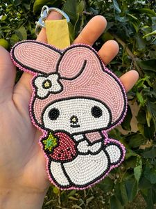Handmade Embroidery Beaded Keychain with Intricate Floral Design Unique Artisan Bag Charm Gift for Women - Product Image 5